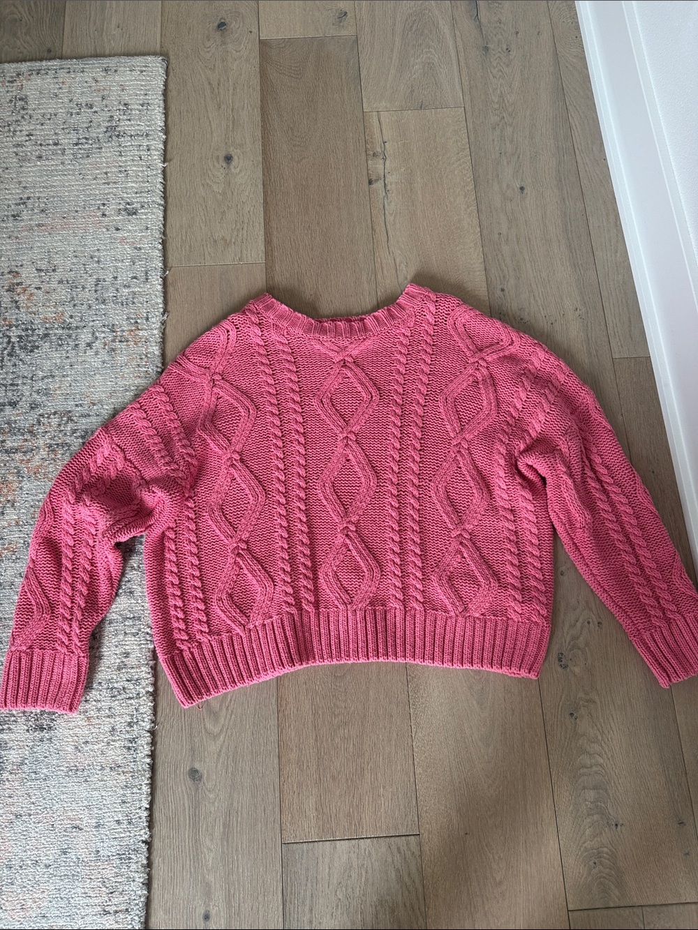 Princess Polly Pink Cable-Knit Crew Sweater
